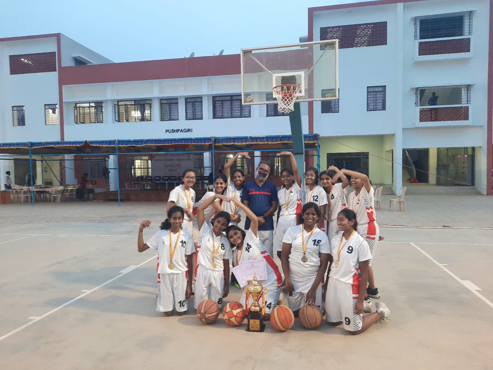 Basketball team celebration