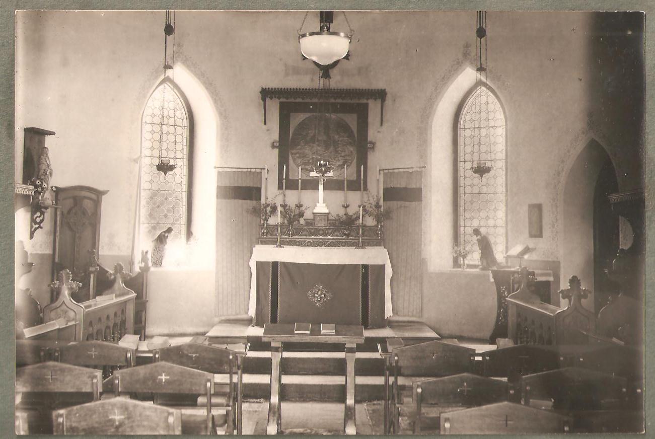 Interior of the Gothic-style school chapel